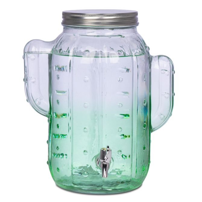 Green Cactus Glass Drink Dispenser 8L