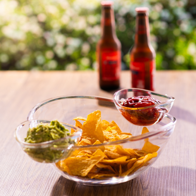 Chip and Dip Bowl with 2 Side Dip Dishes