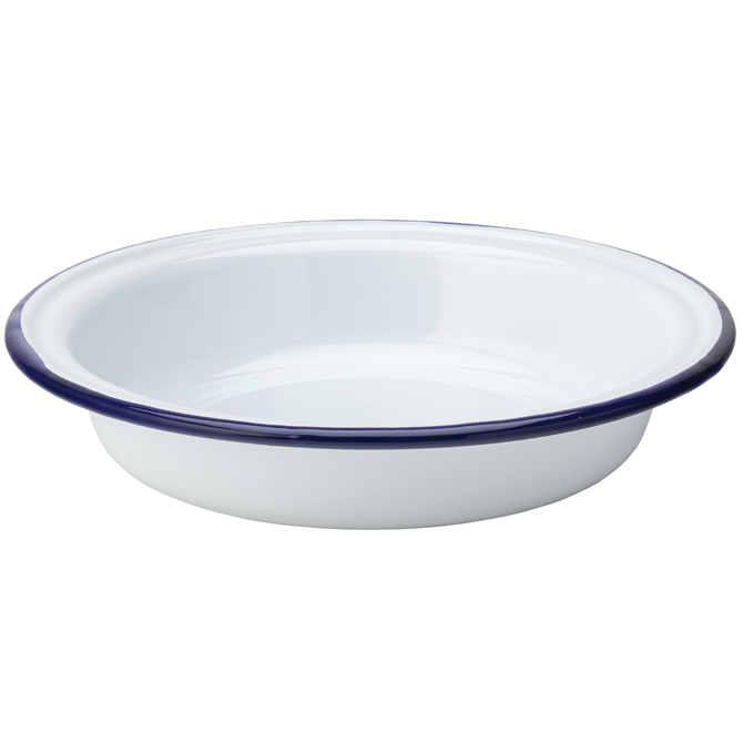 Enamel Blue Rim Pie Plate 18cm