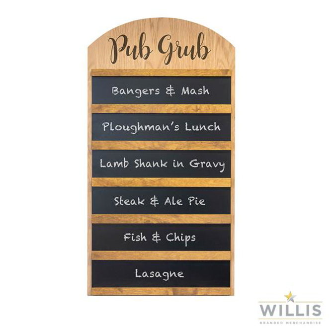 Wooden Slatted Wall Hanging Chalkboard Arch Top Dark Oak