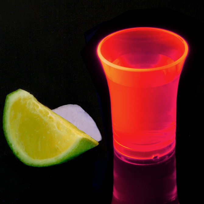 Econ Neon Red Polystyrene Shot Glasses CE 0.9oz / 25ml