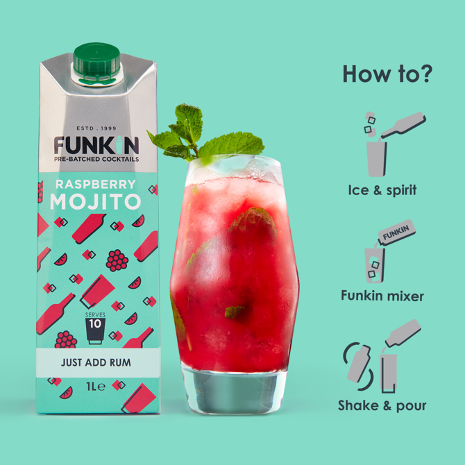 Funkin Raspberry Mojito Cocktail Mixer 1ltr