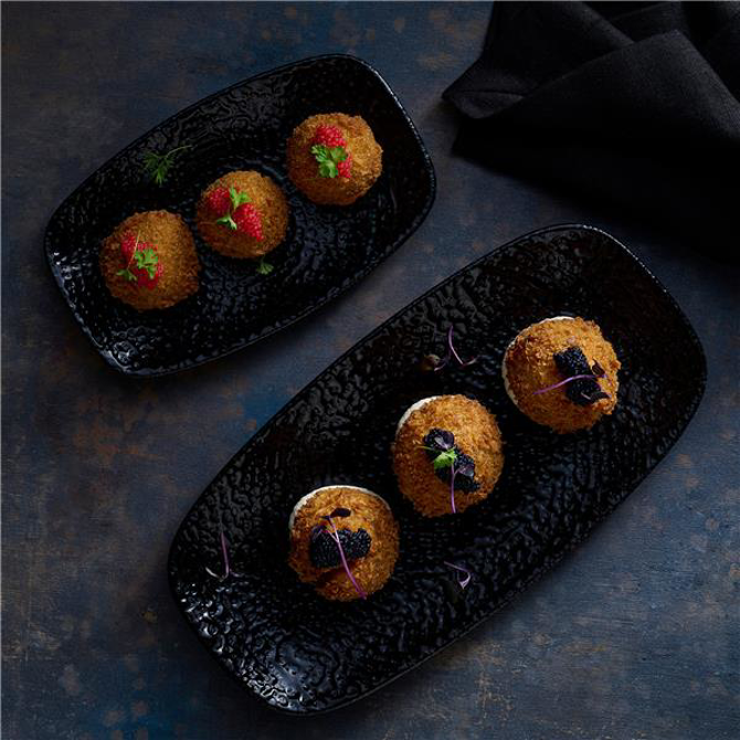 Studio Prints Homespun Chroma Carbon Chefs` Oblong Plate 7.8inch x 4.75inch / 20 x 12.1cm
