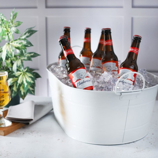 White Galvanised Oval Party Tub