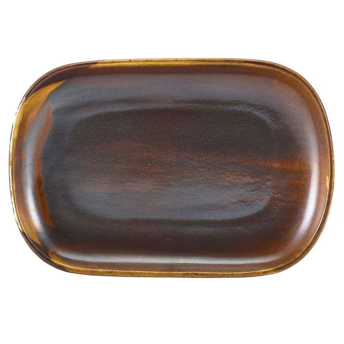 Terra Porcelain Rectangular Plates Rustic Copper 9.4" / 24cm