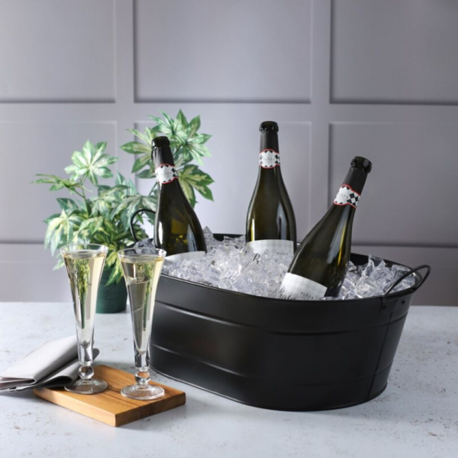 Black Galvanised Oval Party Tub