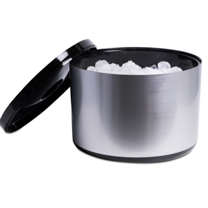 10 Litre Plastic Ice Bucket Brushed Aluminium Effect