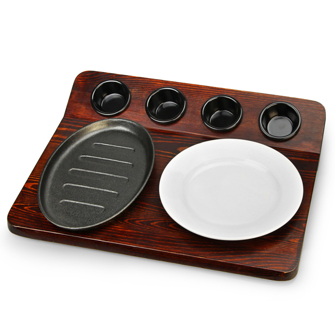 Fajita Serving Board with Sizzle Platter Set