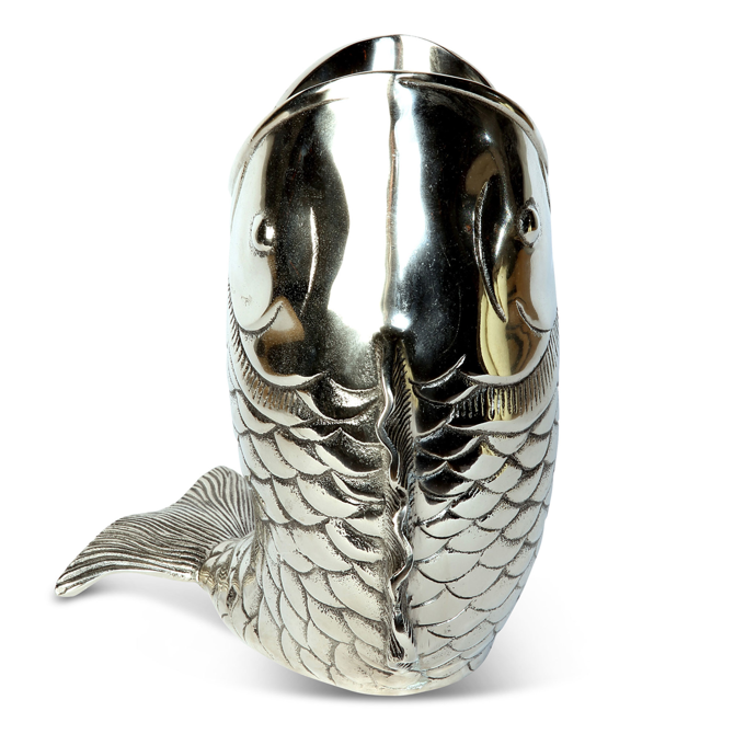 Antique Silver Fish Bottle Holder