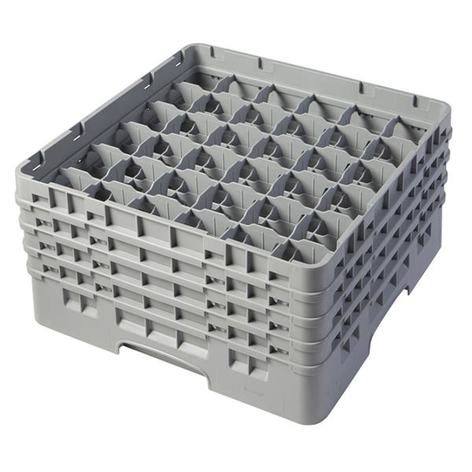 36 Compartment Glass Rack with 4 Extenders H215mm - Grey