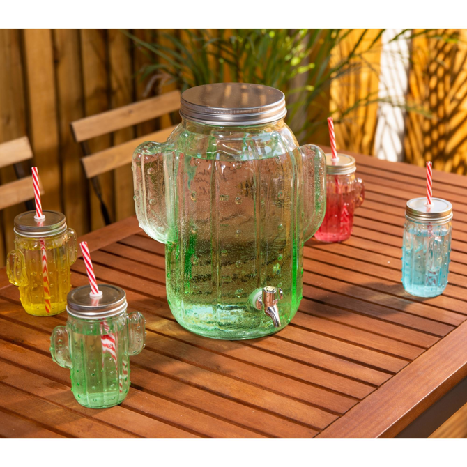 Cactus Drink Dispenser with Cactus Mason Jars