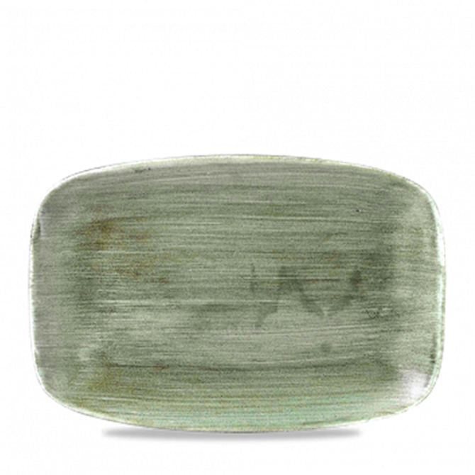 Stonecast Patina Burnished Green Oblong Chefs Plate 13.50inch x 9.25inch