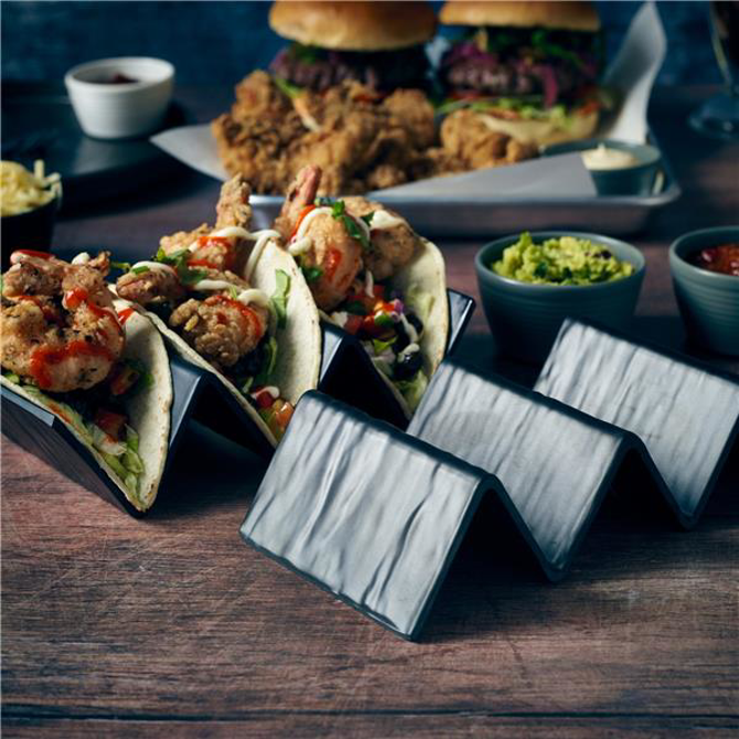 GenWare Melamine Matt Black Fast Food Stand 2 Slot