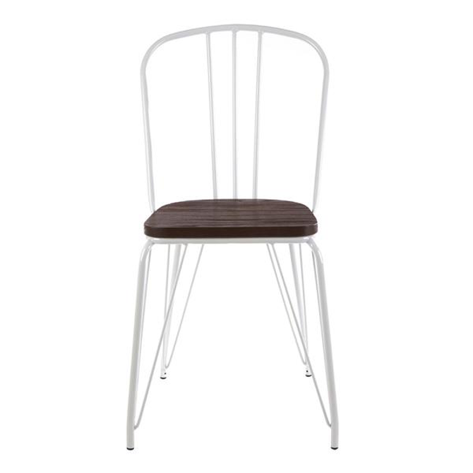 District White Metal & Elm Wood Chair