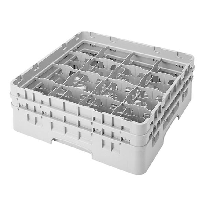 16 Compartment Glass Rack with 2 Extenders H133mm - Grey