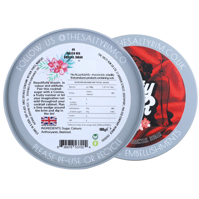 Brazen Red Cocktail Sugar 100g