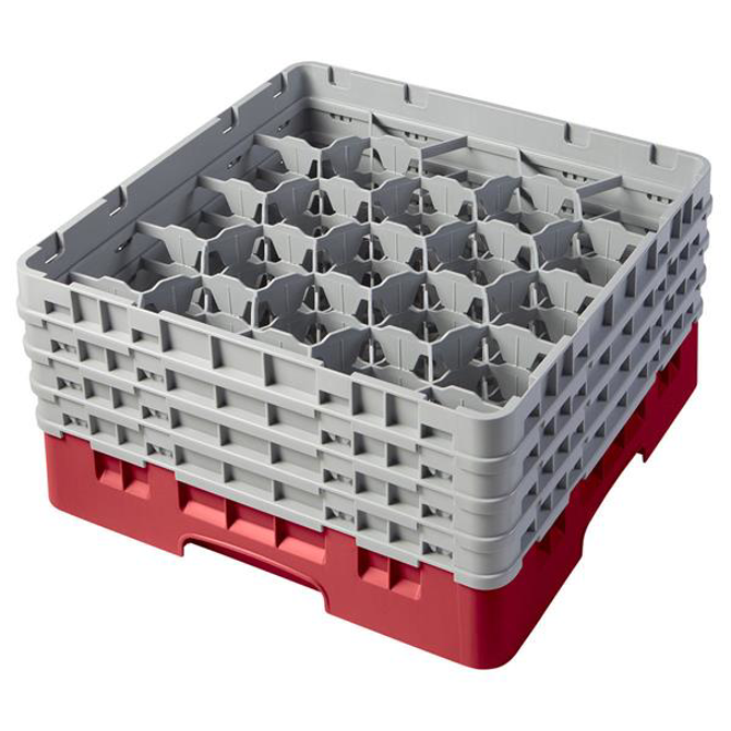 20 Compartment Glass Rack with 4 Extenders H238mm - Red