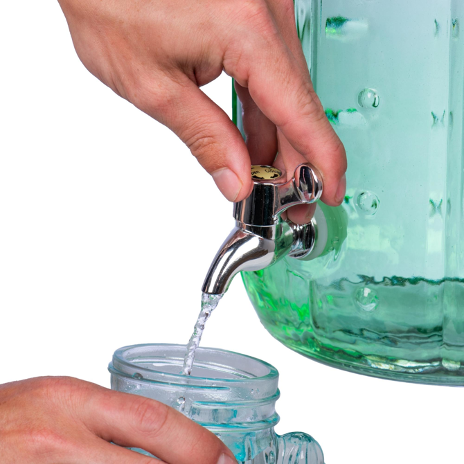Green Cactus Glass Drink Dispenser 8L