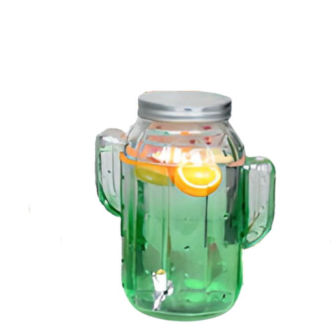 Green Cactus Glass Drink Dispenser 8L