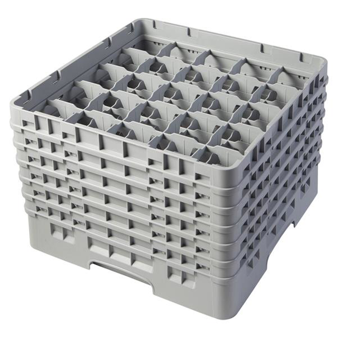 25 Compartment Glass Rack with 6 Extenders H320mm - Grey