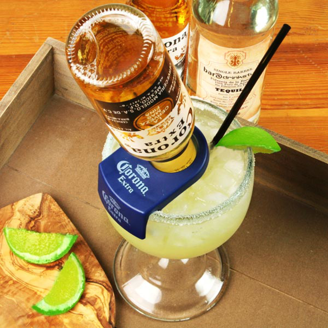 CoronaRita Bottle Holder & Schooner Glass