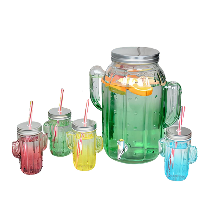 Cactus Drink Dispenser with Cactus Mason Jars