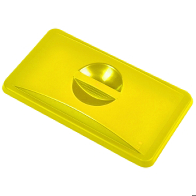 Yellow Closed Lid For Genware Grey Slim Recycling Bin 65ltr