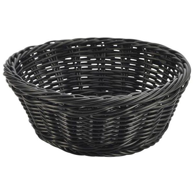 Black Round Polywicker Basket 21cm x 8cm