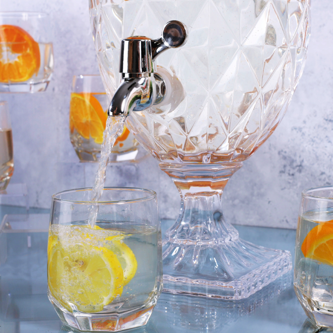 Diamond Pattern Crystal Glass Drink Dispenser 4.8ltr