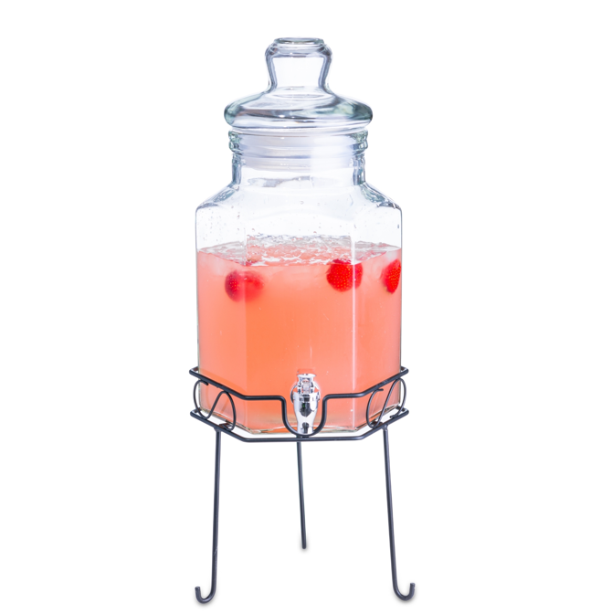 Hexagonal Glass Drinks Dispenser with Stand 197oz / 5.6ltr