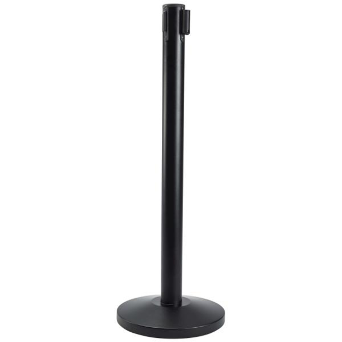 Black Barrier Post With Retractable Black Belt