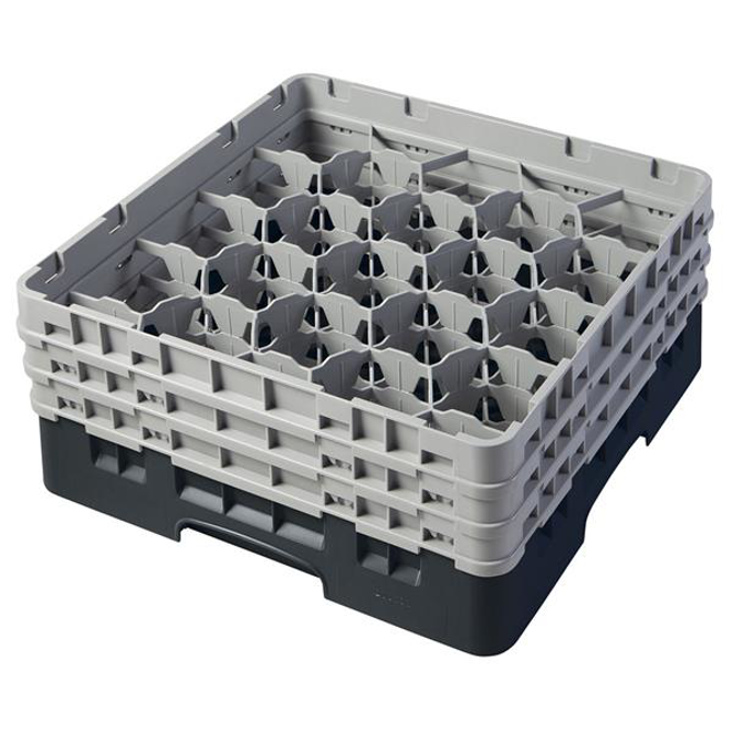 20 Compartment Glass Rack with 3 Extenders H174mm - Black