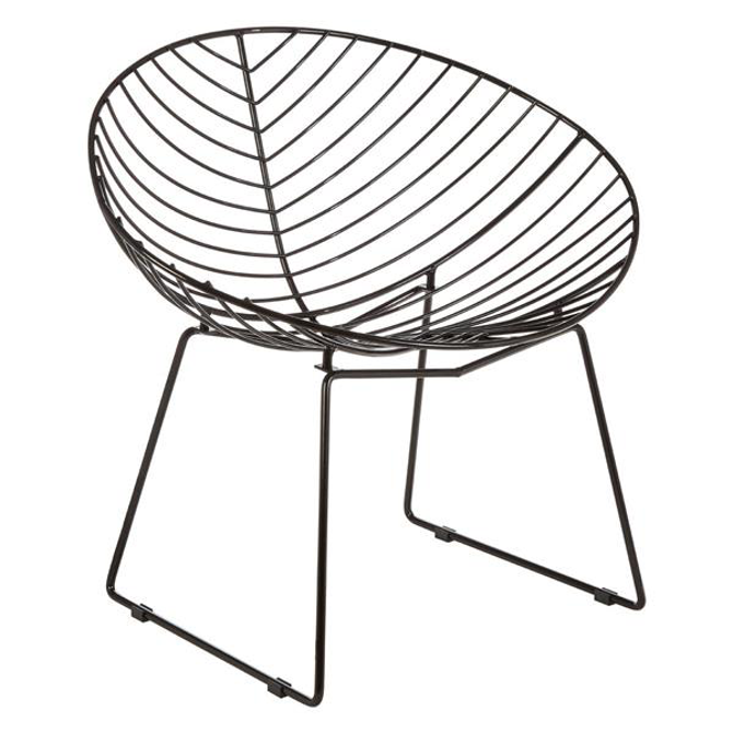 District Black Metal Wire Rounded Wire Chair