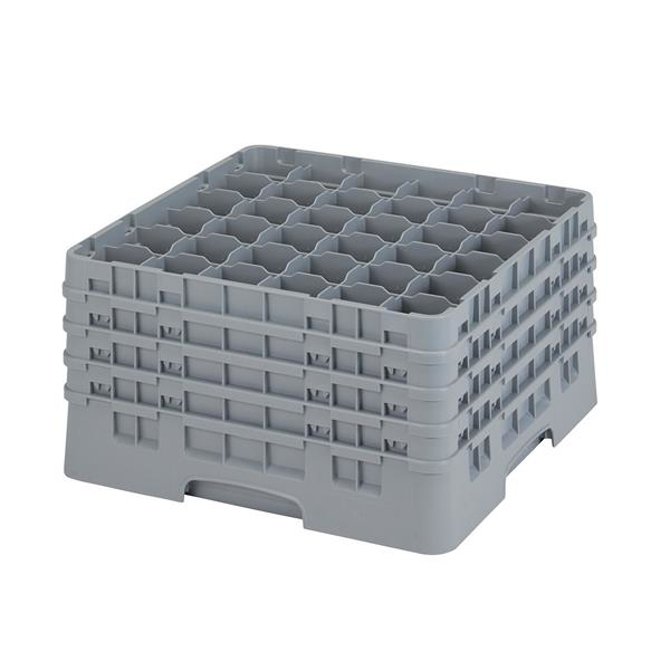36 Compartment Glass Rack with 4 Extenders H238mm - Grey