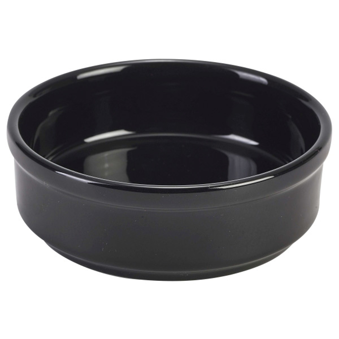 Genware Round Dish Black 4inch / 10cm
