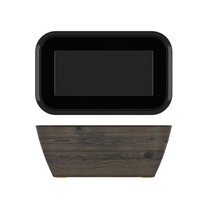Oak/Black New Haven Melamine GN1/4 Deep Dish 26.5 x 16.2 x 10cm