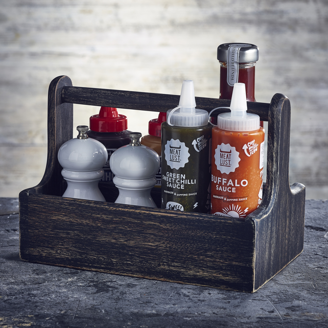 Genware Wooden Table Caddy Black