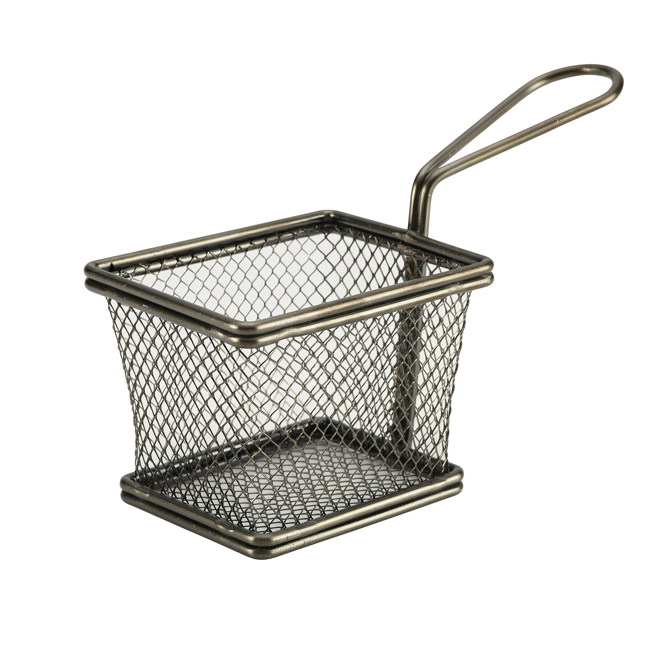 Genware Mini Presentation Fry Basket Black 10 x 8 x 7.5cm