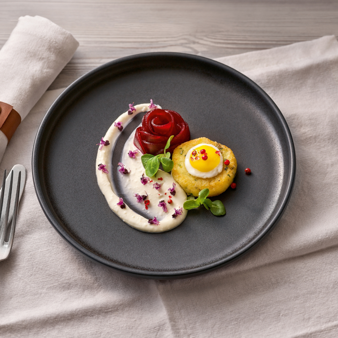 Elements Black Flat Round Plate 11inch / 28cm