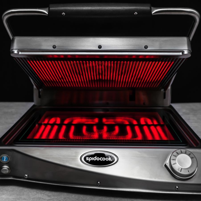 Spidocook Spidoglass Black Ribbed Top Plate SP015PR Medium Grill