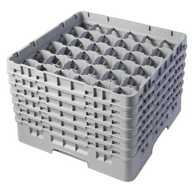 36 Compartment Glass Rack with 6 Extenders H298mm - Grey