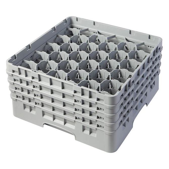 30 Compartment Glass Rack with 4 Extenders H215mm - Grey