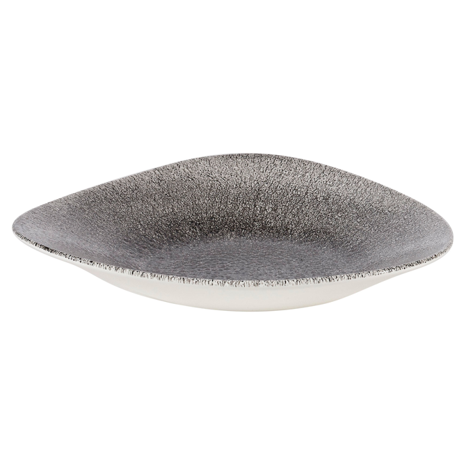 Studio Prints Raku Triangle Shallow Bowl Quartz Black 10.87inch / 27.8cm
