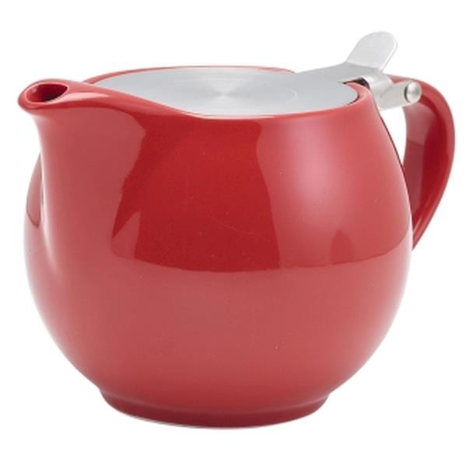 GenWare Porcelain Red Teapot with Stainless Steel Lid & Infuser 17.6oz / 500ml