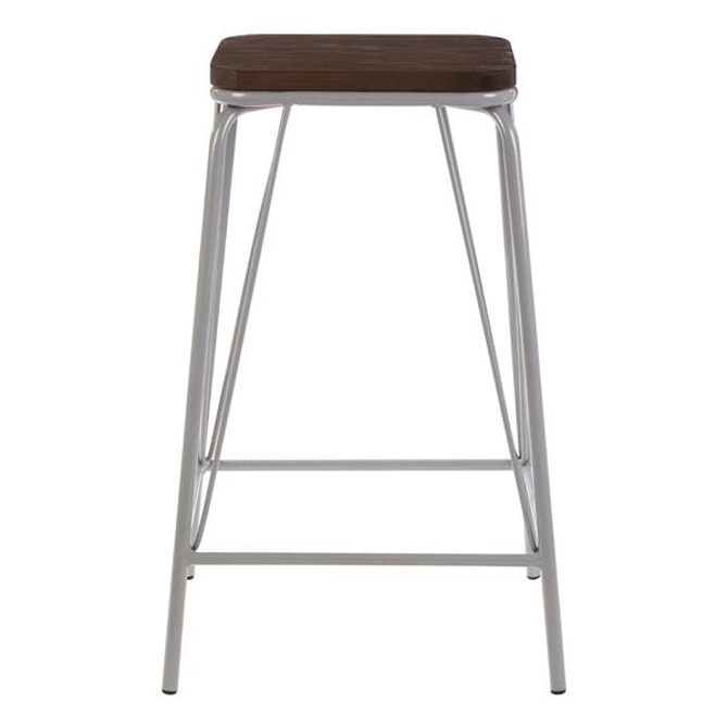 District Grey Metal & Elm Wood Stool