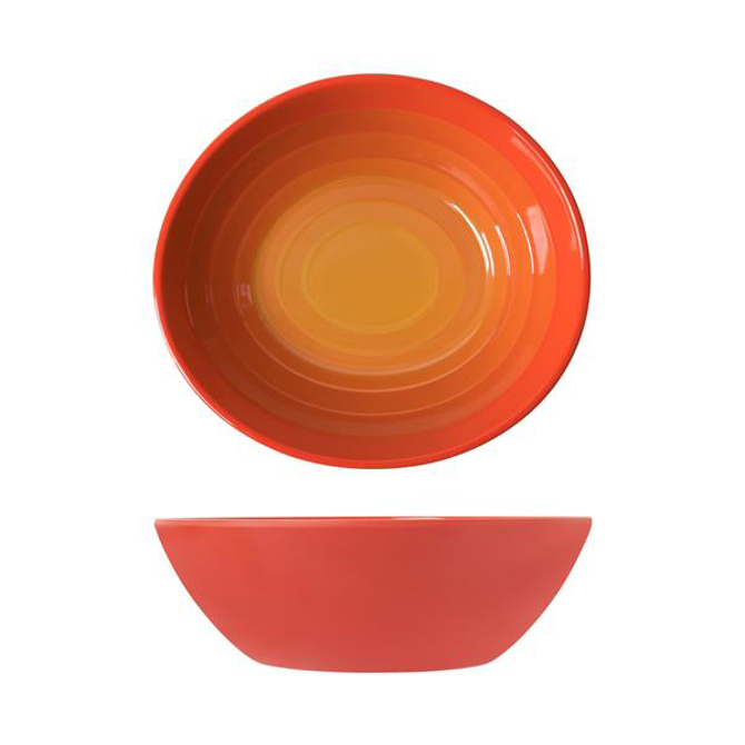 Sunset Orange Atlantis Melamine Oval Bowl 23 x 20.5 x 7.5cm