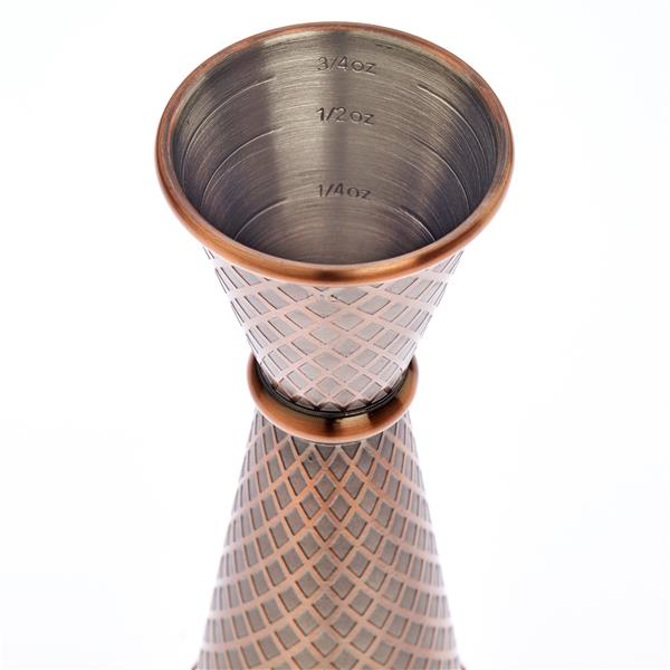 Diamond Lattice Japanese Jigger Antique Copper 1 x 2oz