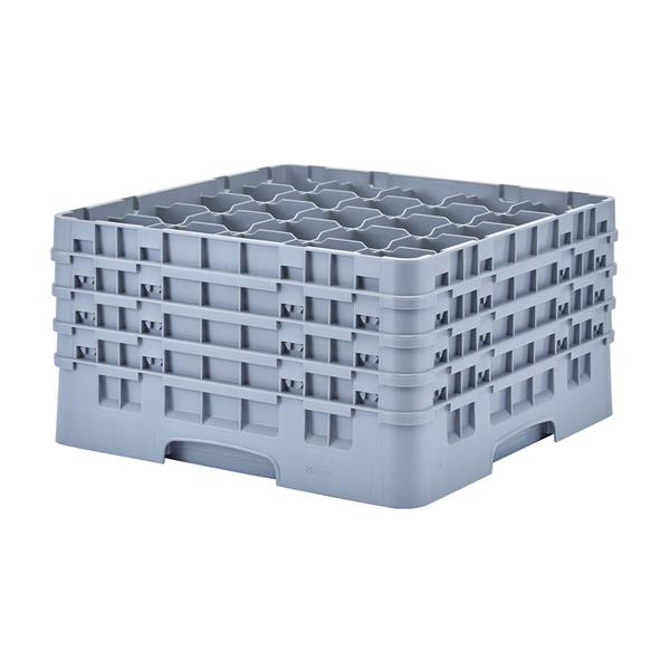 25 Compartment Glass Rack with 4 Extenders H238mm - Grey