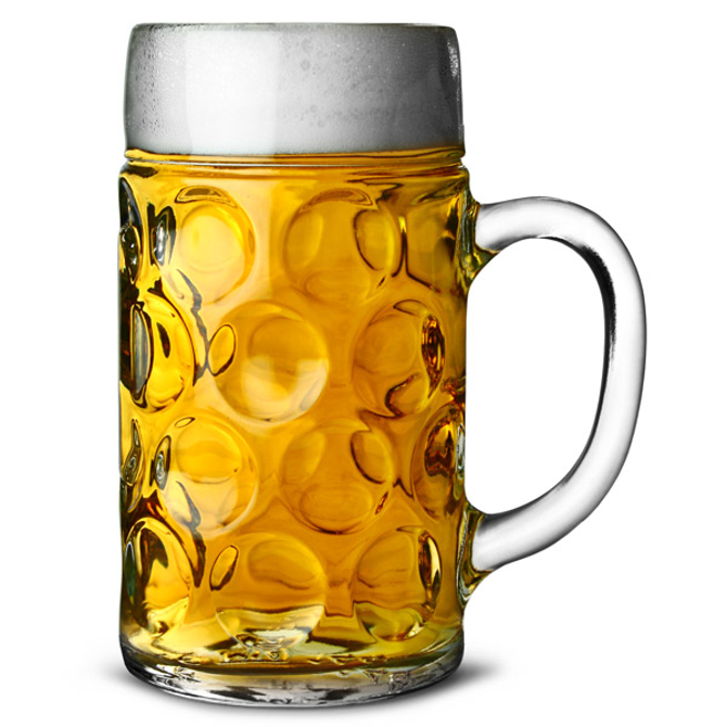 German Beer Stein Glass CE Lined at 2 Pints / 1.1ltr