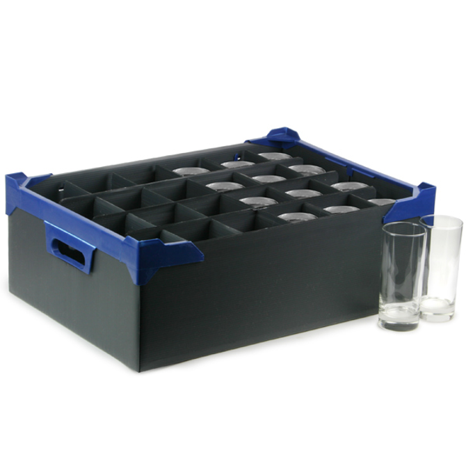 Stacking Half Pint and Hiball Glass Storage Boxes 24 Small Compartment